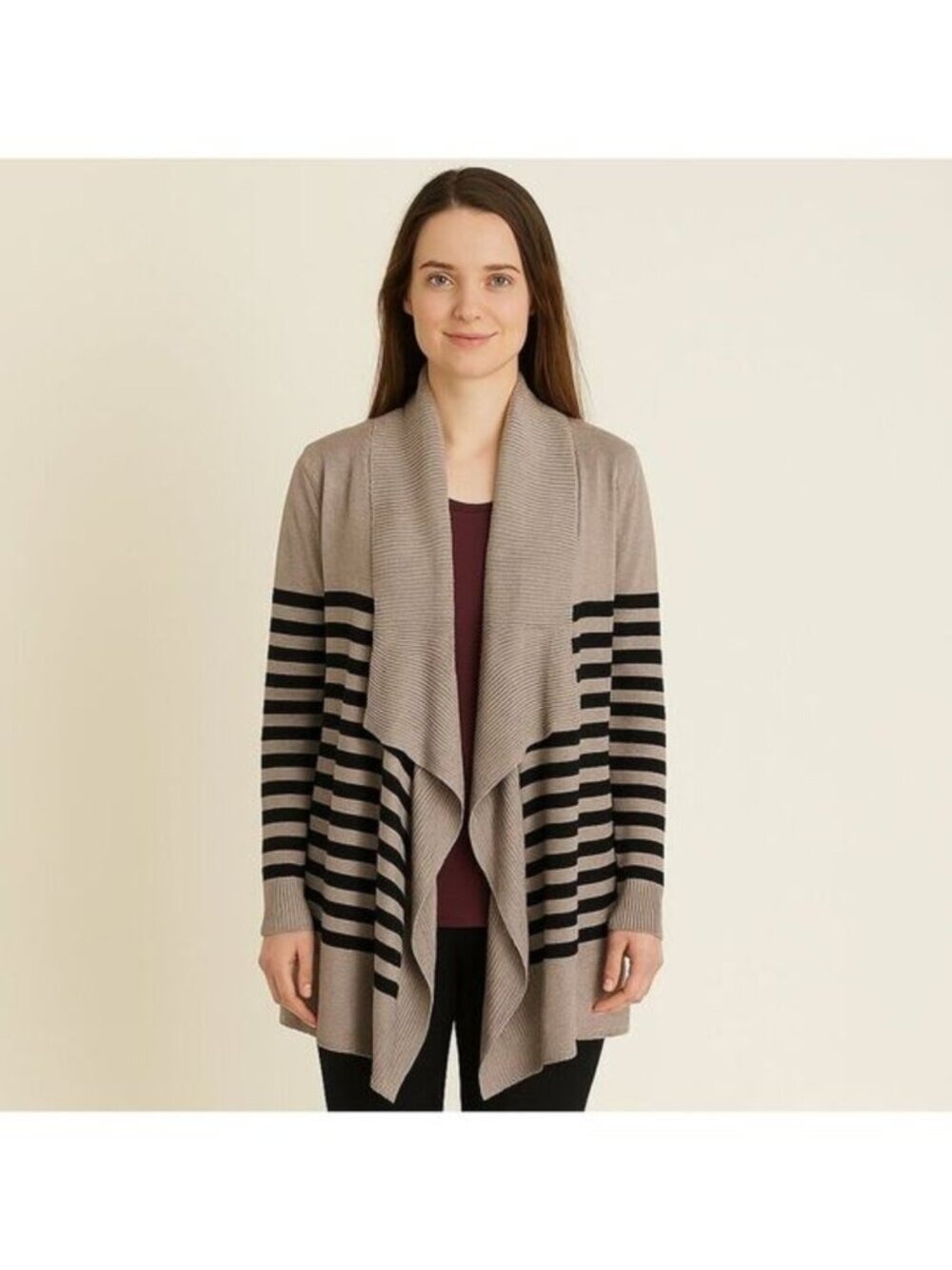 Red Brand Cardigan | Black, Taupe & Beige | Size XL
